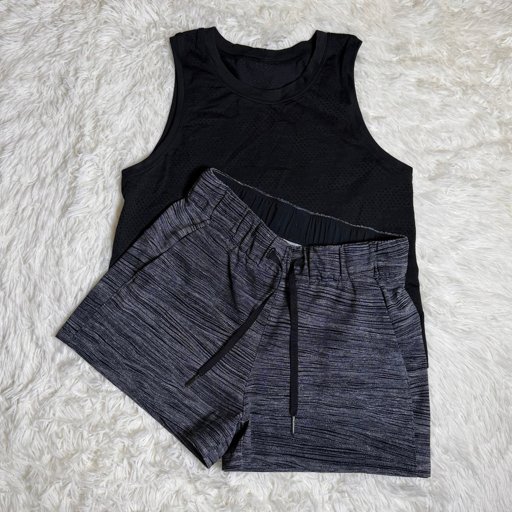 Lululemon On The Fly Shorts and Train to Be Tank *Camo set size 4 Gym Yoga
